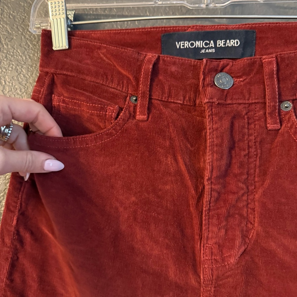 VERONICA BEARD • Carson ankle flare high rise pants - oxblood - size 25 - Picture 7 of 11